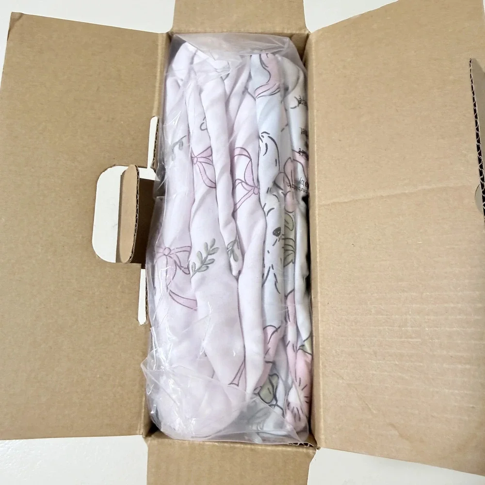 Baby Crib Sheets 2 Pack Fitted Standard Crib Rabbit and Floral Pink